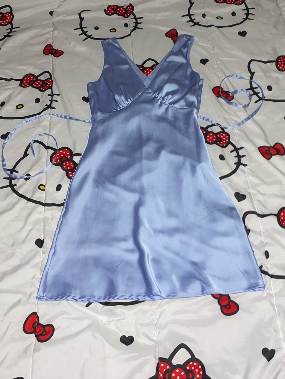 Sky Blue Satin Dress